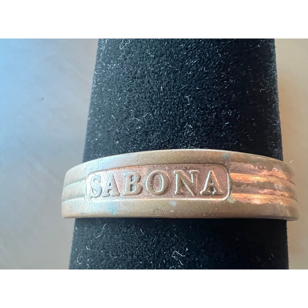 Sabona London Copper Cuff Bracelet Bronze Ridged Wellness Vintage Patina Unisex
